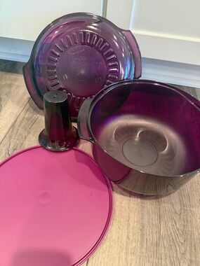 Purple Tupperware Steam N Serve Set